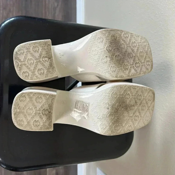 Jeffrey Campbell Platform Bubblegum Mule Sandals Cream Shiny Size 8 - Picture 8 of 11